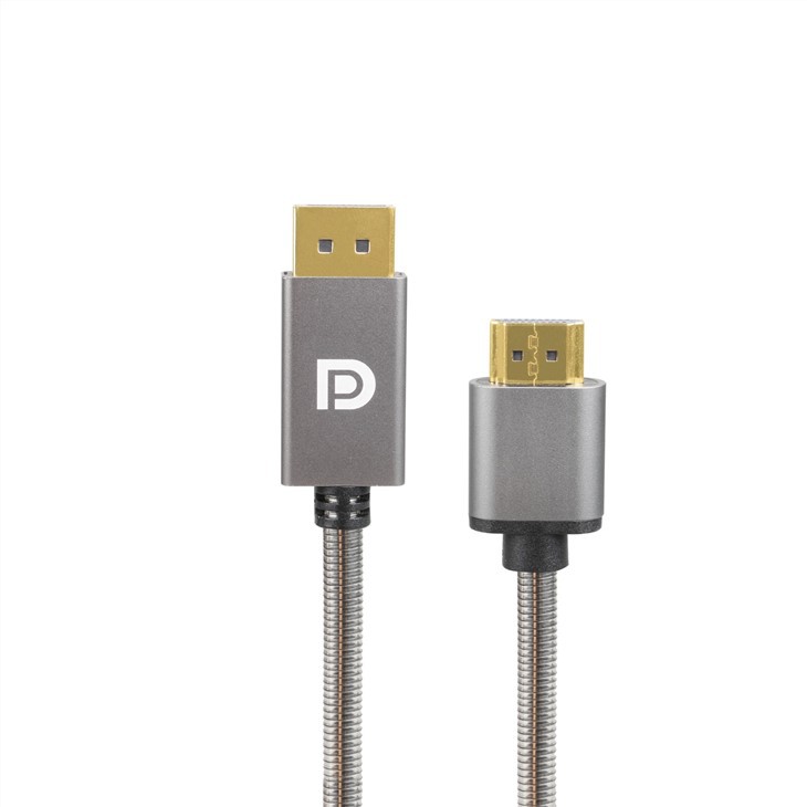 Adaptador d'acer inoxidable DP1.2V mascle a HDMI femella 2.0V